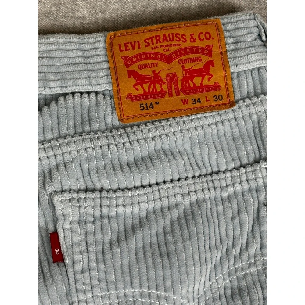 Levis 514 Corduroy Pant Mens 34x30 (fits 33X28) Light Blue Wide Whale Straight